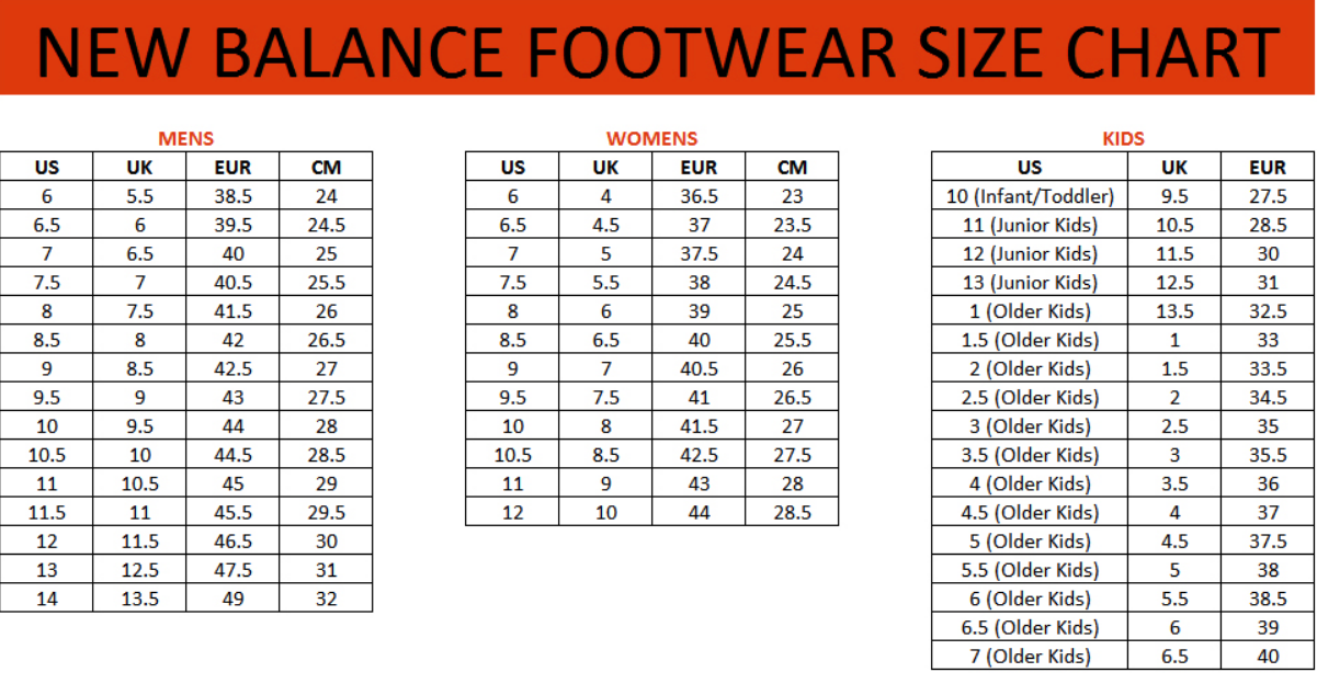 Размер обуви new balance